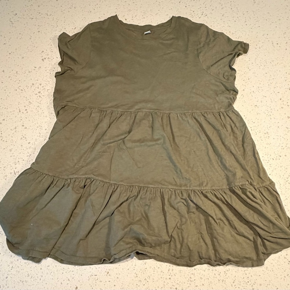 Old Navy Olive Green Tiered Mini Dress
